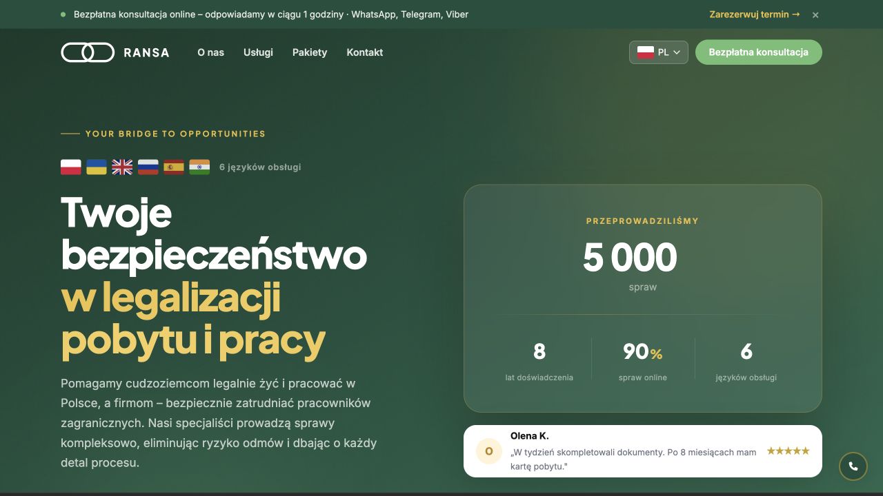 Widok strony RANSA